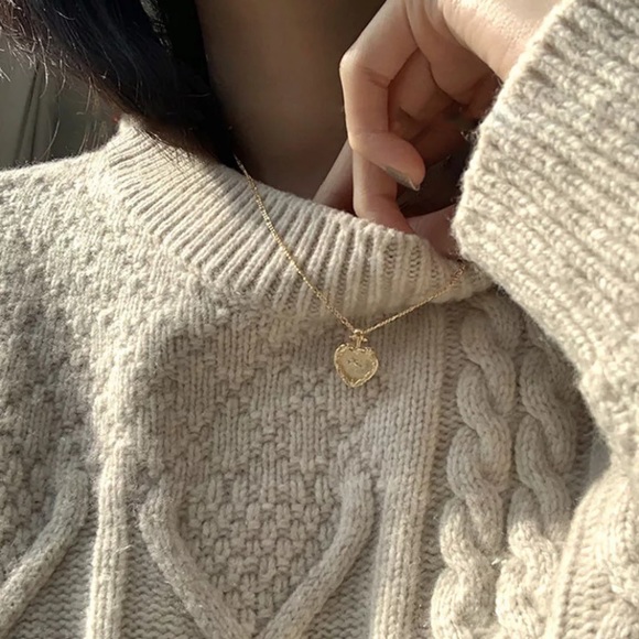 Vermeil Double layered heart charm gold necklace silver - Picture 5 of 9